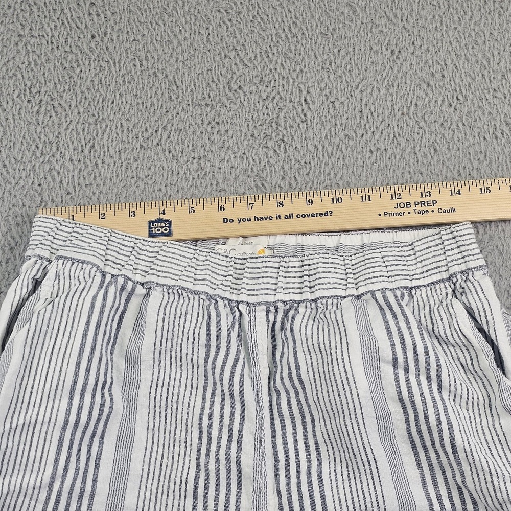 C&C California Pants Womens Medium White 100% Linen Striped Jogger Tapered - Picture 6 of 11